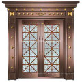 with Decorative Glass Security Steel Metal Iron Copper Door (W-GB-02)